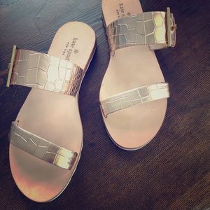 Rose gold 2 strap kate spade sandals size 7